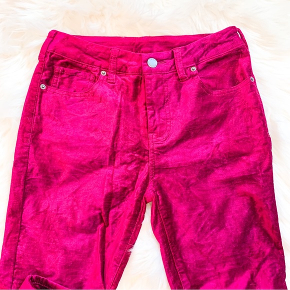 Free People Magenta Velvet Kick-Flare Cropped Pants - Picture 4 of 7